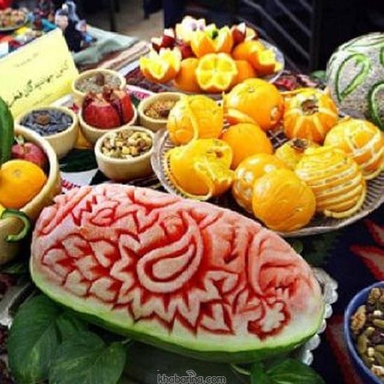 ایده برای تزیین میوه شب یلدا