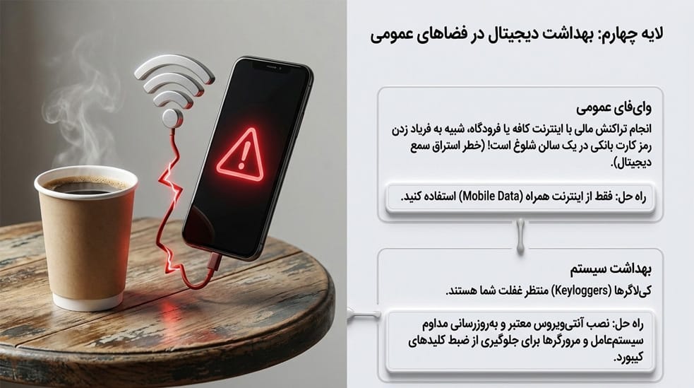 عدم استفاده از وای فای عمومی و رعایت بهداشت دیجیتال